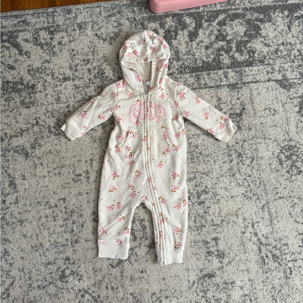 GAP Kids White and Pink Floral Footie